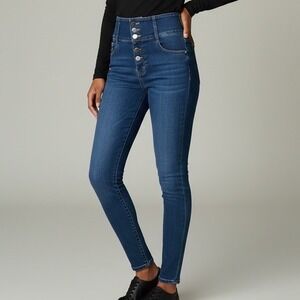VTG T&Y High Rise Skinny Jeans Dark Wash 4-Button Fly 15/16 Y2K 90s basket weave